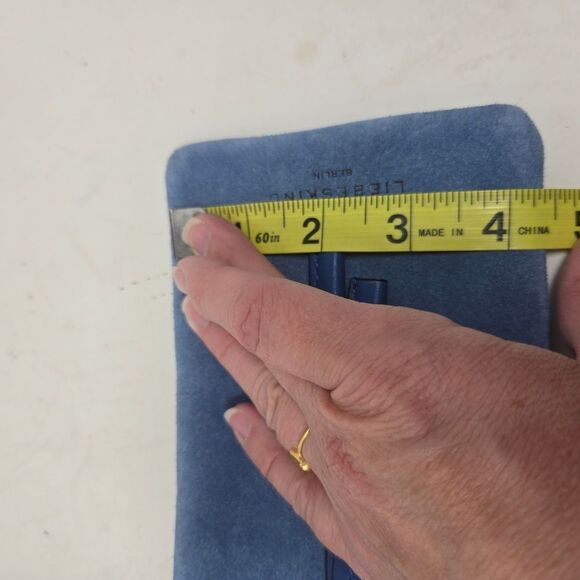 LIBESKIND Berlin Suede Leather Mobile Crossbody Pouch Necklace Accessories Blue - Picture 10 of 10